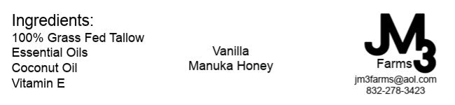 Vanilla Manuka Honey Tallow Cream - 2oz